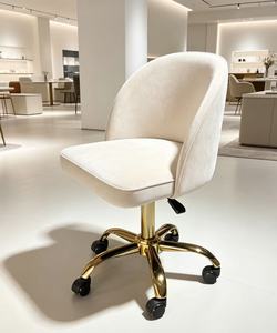 Chaise de bureau pivotante traditionnelle en velours avec roulettes, couleur personnalisée, fonction E-SPORT, chaise de salon de manucure - Product Image 3