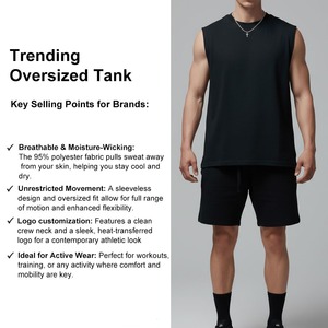 180 GSM EU Size Custom Activewear Cut Off Shirts Men Polyester Gym Stringer Basketball <b>Singlets</b> <b>Running</b> Tank Top Men - Product Image 2