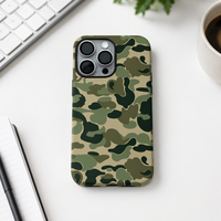 Film texturé camouflage combiné à une coque de protection brillante, adapté aux téléphones Apple.