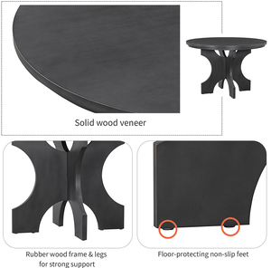 5-piece Modern Round Wood Dining Set with 3 <b>Upholstered</b> <b>Chairs</b> and Curved Bench for Dining Room - Product Image 4