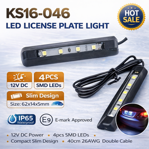 Lámpara LED Ultrafina para Matrícula |   Luz de Matrícula Impermeable de 12V 4 SMD para Camión y Remolque |   Cable de 62x14x5mm y 40cm - Product Image 1