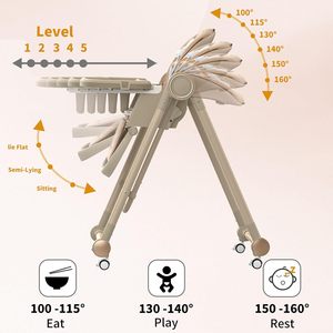 Chaise haute pour bébé moderne 3 en 1, pliable, en plastique PP, chaise à bascule, chaise haute pour repas, chaise haute pliable pour enfants, pour chambre à coucher, hôtel - Product Image 2