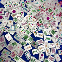 Tuiles de Mahjong de Luxe Xusheng, Ensemble de 160 Pièces, Thème Safari Printanier - Blanc Nacré, Matériau Acrylique, Idéal pour Fêtes ou Cadeaux