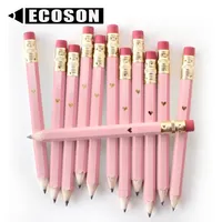 작은 프로모션 핑크 컬러 개인 연필 호일 골드 나무 귀여운 리드 연필 육각 핑크 Kawaii 미니 골프 연필