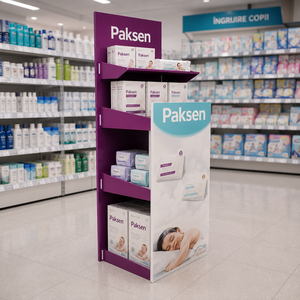 Eye Rest Pad Paper Corrugated Floor Display, Custom Cardboard <b>Stand</b> for Supermarket Personal Care Aisle Retail Promotion - Product Image 2