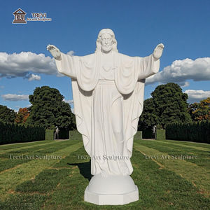 Christ le Rédempteur Taille Réelle Sculpture En Pierre Marbre Sacré-Cœur Jésus Statue - Product Image 1