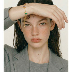 Bracelet papillon JINYOU 051 exquis en zircon cubique multicolore, bracelet en acier inoxydable plaqué or - Product Image 5