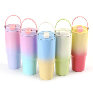 Gobelet isotherme portable en acier inoxydable 304 de 30 oz (350 ml) à double paroi, nouveau coloris dégradé, pour voiture et camping, idéal pour les boissons froides classiques - Product Image 1