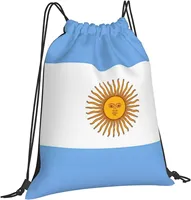 Sac à dos à cordon de serrage en polyester résistant à l'eau, léger, avec drapeau argentin, pour la gym, le sport, le yoga et la danse - Vente en gros