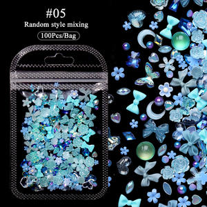 100PCS 3D Mixed Nail Decoração Barroco Coração Urso Bow Ribbon Nail Rhinestone Flor Borboleta Pérola Design Nail Charms Jóias - Product Image 6