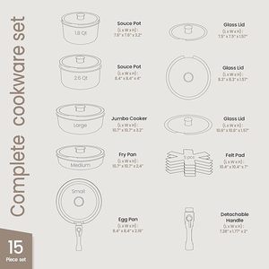 Juegos de utensilios de cocina de granito negro Antiadherente al mejor precio, venta al por mayor de fábrica, ollas y <span class=keywords><strong>sartenes</strong></span> de inducción de 15 piezas con asas - Product Image 4
