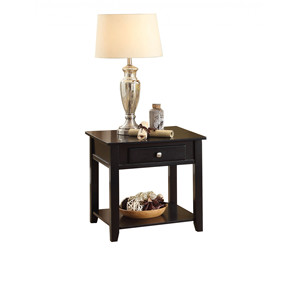 HMS 22 \ "tavolino quadrato in legno nero con cassetto e ripiano per mobili da soggiorno - Product Image 4