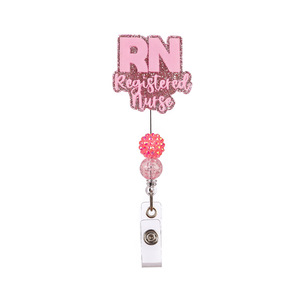 Porte-badge infirmier en PVC translucide personnalisable avec sangle en acrylique, perles et strass, modèle best-seller - Product Image 4