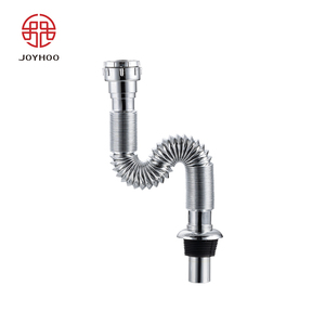 Gran oferta, tubo <span class=keywords><strong>corrugado</strong></span> cromado de acero inoxidable de alta calidad, desagüe de lavabo de baño, tubo de drenaje de fregadero de codo retráctil en forma de S - Product Image 1