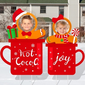 Christmas Yard Sign Outdoor Gingerbread Man Stakes Jumbo PP Material Hot Chocolate Joy <b>Cup</b> Sign Xmas Holiday <b>Large</b> Decor - Product Image 6