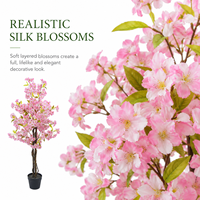 Pohon Bunga Sakura Buatan Tiang Kayu Asli Bunga Sutra 120CM Tahan UV Tahan Api Desain Lanskap Kustom Grosir