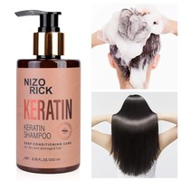 Shampoo à la kératine NIZO RICK 200 ml avec huile d'argan et huile de coco, soin profond pour cheveux secs et abîmés, étiquette privée OEM ODM