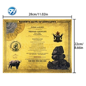 Certificado de Billete de Cien Billones de Dólares de Zimbabue con Lámina de Oro, Rollo con Número de Serie UV, Dinero Coleccionable - Product Image 4