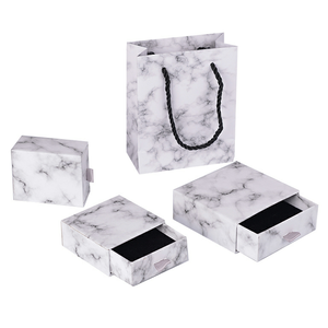 wholesale white paper cardboard marble jewelry packaging box for jewellery set