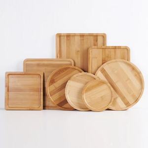 Plateaux de service en bambou carrés et ronds pour hôtel, thé, café, dessert, pizza, sushi, design en bois naturel - Product Image 3