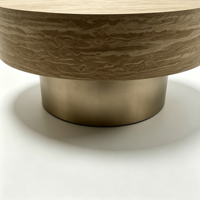 Table basse de rangement moderne et écologique de 31,88 pouces avec piétement en métal doré champagne, en MDF, pour salon