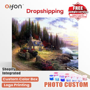 Kit <span class=keywords><strong>de</strong></span> peinture par numéros Orfon Dropshipping - Cottage en pierre confortable et forêt en <span class=keywords><strong>bord</strong></span> <span class=keywords><strong>de</strong></span> <span class=keywords><strong>mer</strong></span>, art pour la décoration <span class=keywords><strong>de</strong></span> la maison, bricolage - Product Image 1