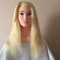 Tête de mannequin 100% cheveux humains réels pour coiffure, lissage, teinture et tressage, marron, kit d'entraînement 45cm, beauté