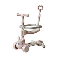 Trottinette pliable écologique en plastique pour enfants, 3 roues lumineuses, siège réglable en hauteur, frein au pied – Jouet d'extérieur pour enfants de 3 à 6 ans