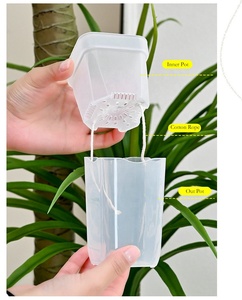 Nouveau <span class=keywords><strong>pot</strong></span> de fleurs carré moderne en plastique avec système d'auto-arrosage pour plantes succulentes, avec couvercle extérieur intégré pour le stockage de l'eau - Product Image 5