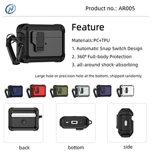 Funda Protectora Rígida de TPU para <span class=keywords><strong>AirPods</strong></span> 4 3, Funda Protectora para Auriculares a Prueba de Golpes con Clip de Bloqueo Seguro para Pro <span class=keywords><strong>1</strong></span> 2 para Hombre - Product Image 3