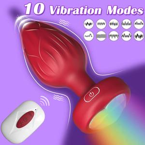 Uzaktan Kumandalı Silikon Su Geçirmez Unisex Vibratör Kalp Şeklinde LED Işıklı Elektrikli Anal <span class=keywords><strong>Plug</strong></span> - Product Image 5