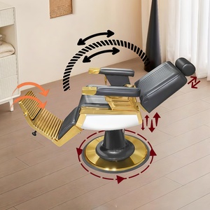 Chaise de coiffeur moderne en or noir robuste avec repose-pieds siège de coiffeur inclinable élégant et confortable pour salon de <span class=keywords><strong>coiffure</strong></span> - Product Image 5
