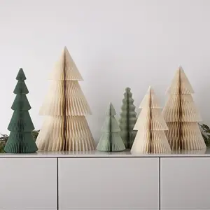 Papier Bomen Handgemaakte Honingraat Kunstmatige Kerstboom Ornamenten Voor Middelpunt Tafel Venster
