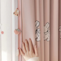 Rideaux de luxe en chenille rose brodés en 3D avec des lapins, rideaux occultants de style crème pour la chambre des filles, la chambre des enfants, décoration de chambre