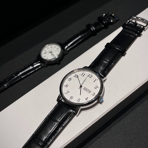 Montre tendance et élégante, mouvement à quartz de précision, miroir convexe, bracelet en cuir de crocodile, affichage double calendrier, Longiness. - Product Image 4