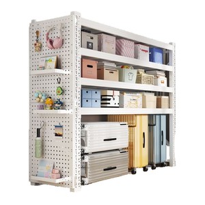 Iyanen Steel <b>Shelving</b> <b>Unit</b> 6-Tier <b>Storage</b> <b>Rack</b> With Pegboard Organizer For Home Bedroom Living Room - Product Image 5