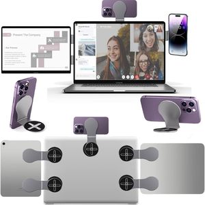 2025 Portable <span class=keywords><strong>double</strong></span> magnétique en aluminium Table pliante supports Flexible bureau-monté écran d'ordinateur portable rotatif réglable <span class=keywords><strong>support</strong></span> de téléphone - Product Image 2