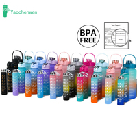 Ensemble de bouteilles d'eau 3-en-1 en plastique dégradé pour sports de plein air, tasses d'eau potable directes 3 pièces pour le camping