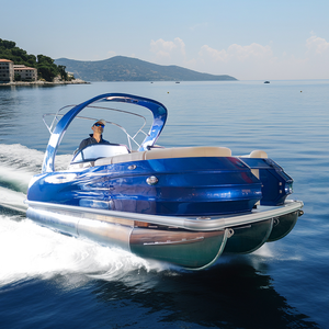 Vente en gros pour <span class=keywords><strong>bateau</strong></span> ponton à coque en aluminium série S-22B, auvent, échelle de bain, <span class=keywords><strong>moteur</strong></span> hors-bord, 30-35 nœuds, remorque - Product Image 3