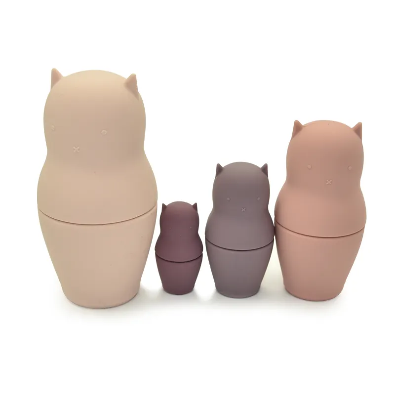 Educational Toys Silicone Stacking The Toy Doll Nesting Toy Cat Shape Baby Get Fun With BPA Free Food Grade Level Silicone