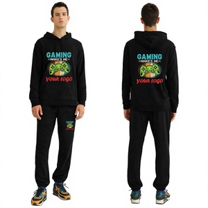 Ensemble survêtement unisexe personnalisable 3D hiver, pantalon de jogging et sweat à capuche, grande taille, polaire légère - Product Image 5