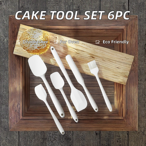 Ensemble de 6 spatules à crème en silicone avec pinceau à huile, lavable au lave-vaisselle et durable, outils de pâtisserie et de boulangerie pour les boulangers amateurs - Product Image 2