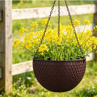 Pot de fleurs auto-arrosant de luxe traditionnel en PP avec trous de drainage, capacité de 4,74 L, design panier suspendu durable, non revêtu