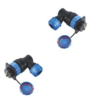 Connecteur industriel durable pour PC, étanche, mâle/femelle, à 2/3/4/5/7 broches, avec disque carré et coudé, pour câblage aérien