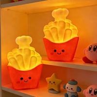 Lampe de chevet en PVC avec design de frites de dessin animé, contrôle tactile, pour dortoir et chambre à coucher, avec batterie intégrée