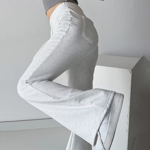 <strong>Women</strong> Drawstring High Waisted Baggy Pants Grey Athletic <strong>Trousers</strong> Wide Leg Flared Sweatpants - Product Image 3