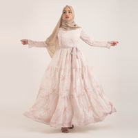 Robe traditionnelle de prière islamique, haut de gamme, vêtements ethniques, arabe, imprimé Floral, mousseline à plusieurs niveaux, Abaya, Hijab, dubaï, Robe musulmane, Ramadan