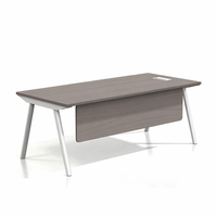 Ensemble de bureau exécutif moderne en forme de I avec rangement, table et chaise de bureau en bois écologique, design panneau, réglable