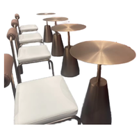 Mobilier Vital pour salon, restaurant, hôtel, table basse en acier inoxydable et laiton brossé et table d'appoint en métal, ensemble facile à assembler