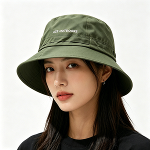 Sombrero de Pescador Verde Oliva de Secado Rápido, 100% Poliéster, con Imagen Bordada ACE OUTDOORS, Protección Solar UPF 50, Casual y Deportivo, Venta al Por Mayor - Product Image 1
